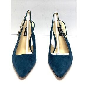 Nine West Women Veroni Stiletto Slingback Dress Pumps Dark Teal Blue Size 8M NWT